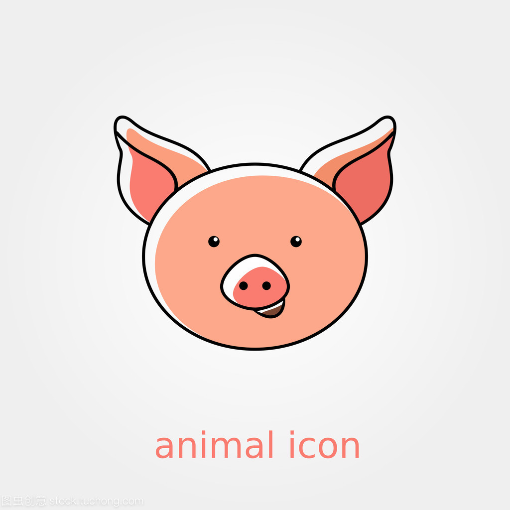 猪的图标。农场动物矢量图