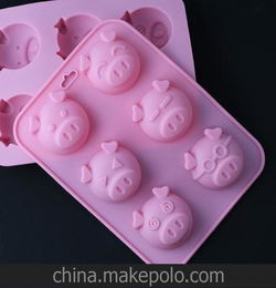 供应硅胶日用制品 6连表情小猪 食品级 蛋糕模果冻模具 FDA质量